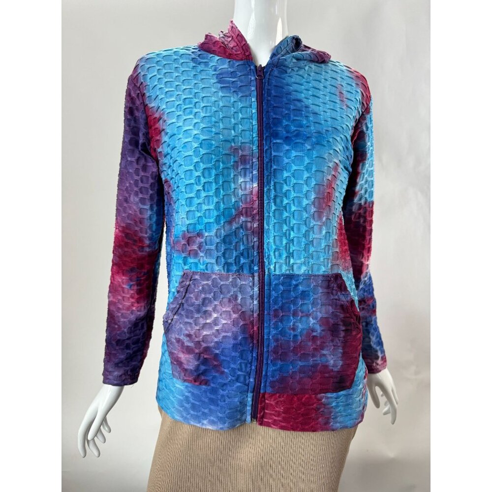 Helix S/M Tie-Dye Hoodie Jacket Pockets Zip Cotton Blend